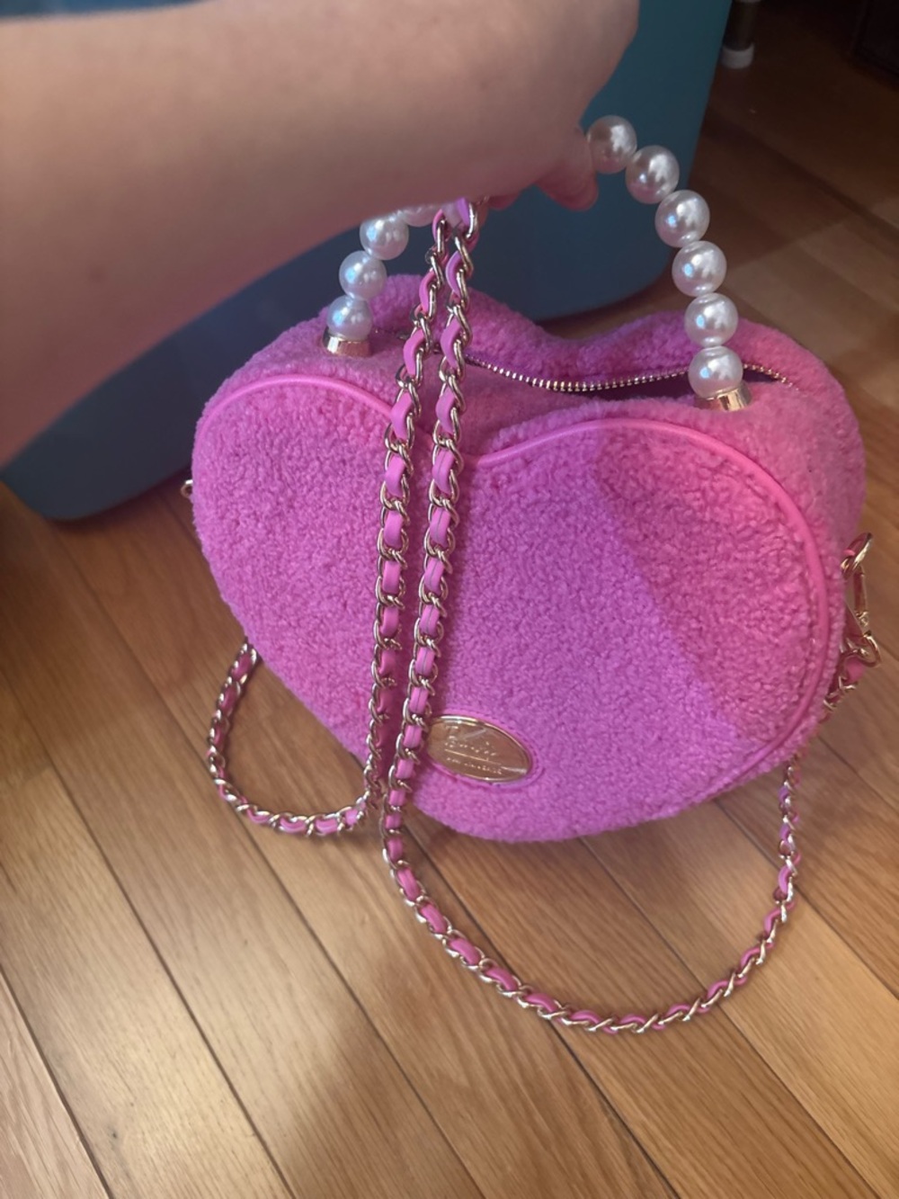 Barbie Pink Heart Shaped Mini Bag with Pearl Handle - Picture 2 of 3